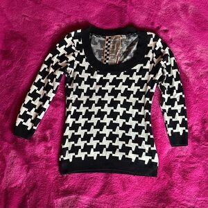 L.A.M.B. Black and White Geometric Sweater